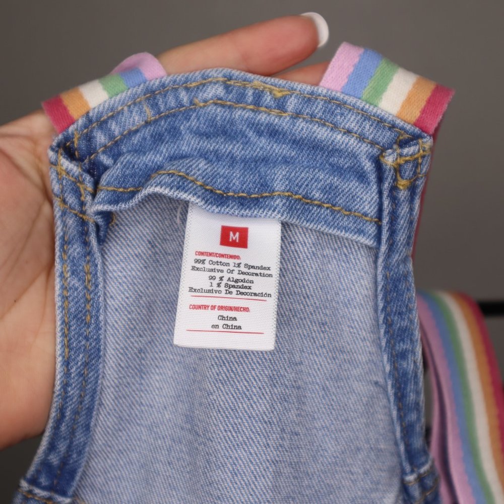 Target pride shortalls sz medium adult rainbow light wash pre-owned - Picture 9 of 13